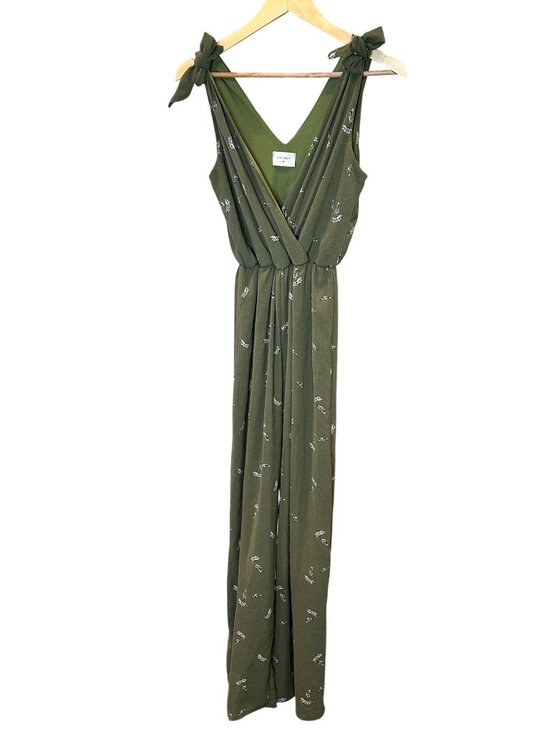 Everly, Anthropologie Pants - Everly Anthropologie Size S Olive Green Feather Sleeveless V-Neck Jumpsuit